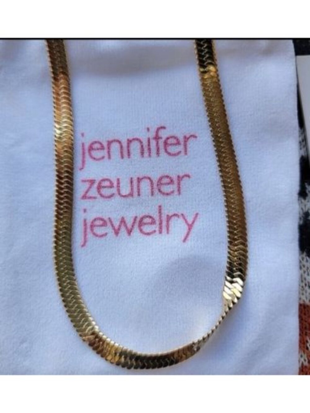 Jennifer Zeuner Hamilton 14K Gold Plated Herringbone Chain Necklace Choker NWT - Picture 9 of 14